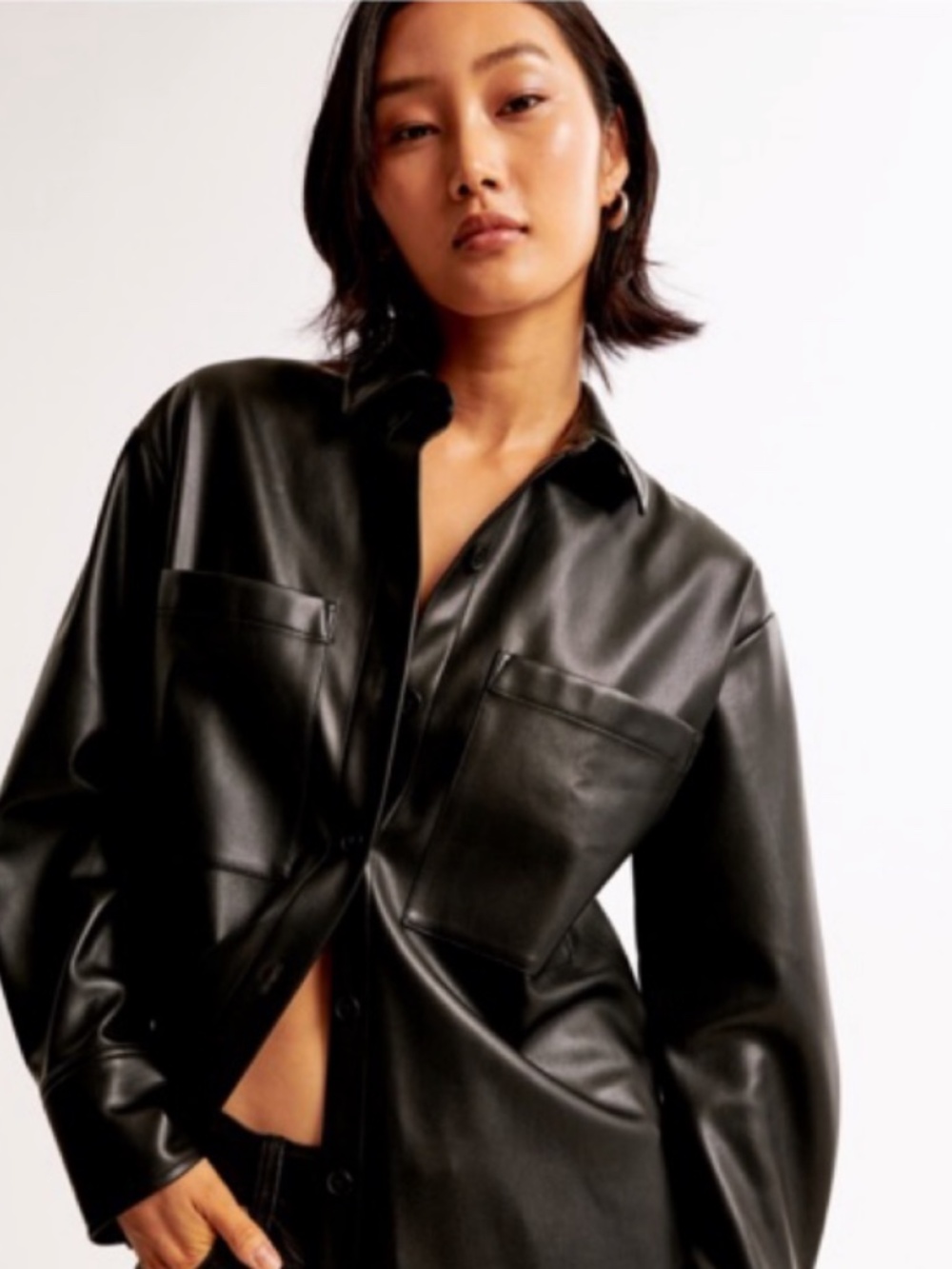 Abercrombie Vegan Leather Shirt Jacket - Small